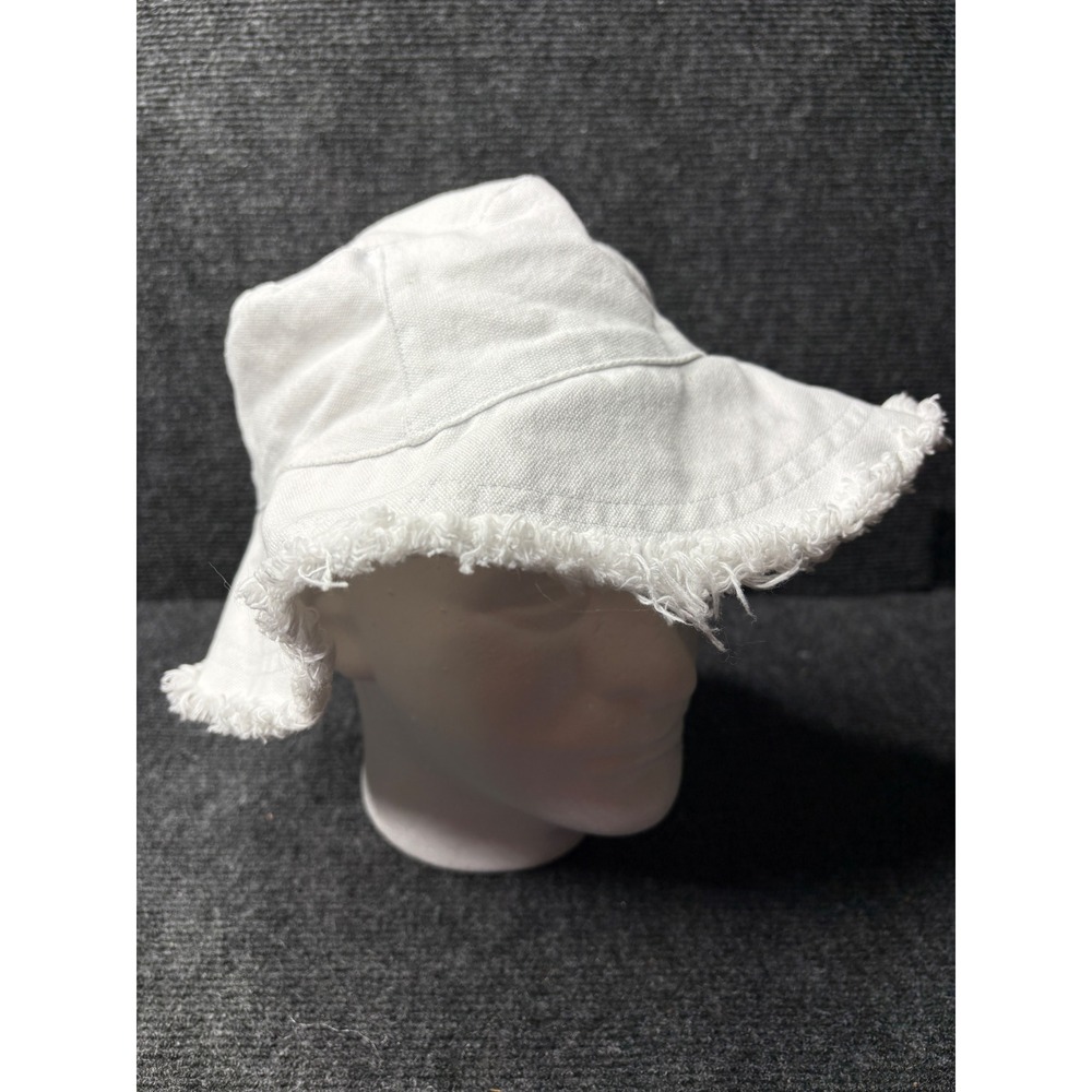 White‎ Denim Frayed Edge Bucket Hat Sun Beach Festival Streetwear Accessory